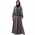 Polka dotted designer abaya- Grey Polka dotted designer abaya- Grey